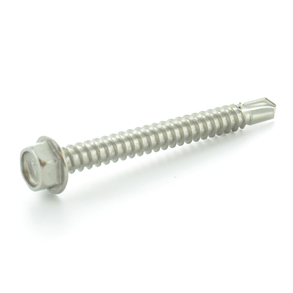 1/4-14 x 3/4 Inch Climaseal Steel #3 Point Indented Hex Washer Head Self-Drilling Tek Screw