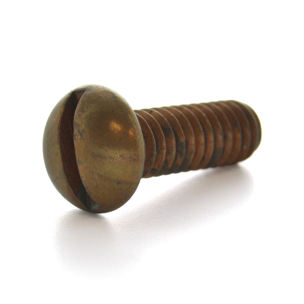 #6-32 x 1 Inch Coarse Plain Brass Slotted Drive Round Head Machine Screw