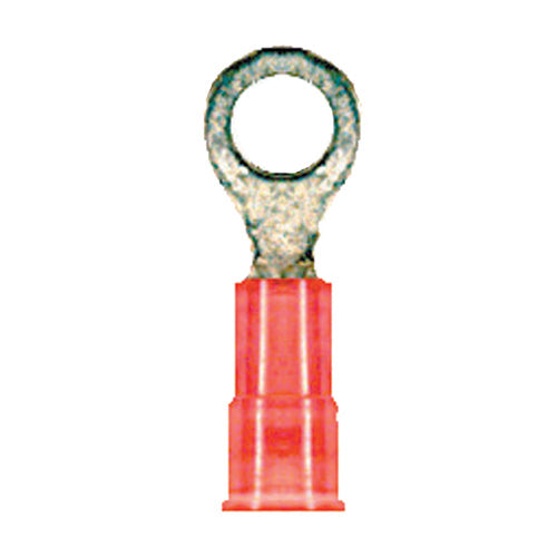 22-18 Gauge Ring Terminal #8 Stud Nylon Insulated Red