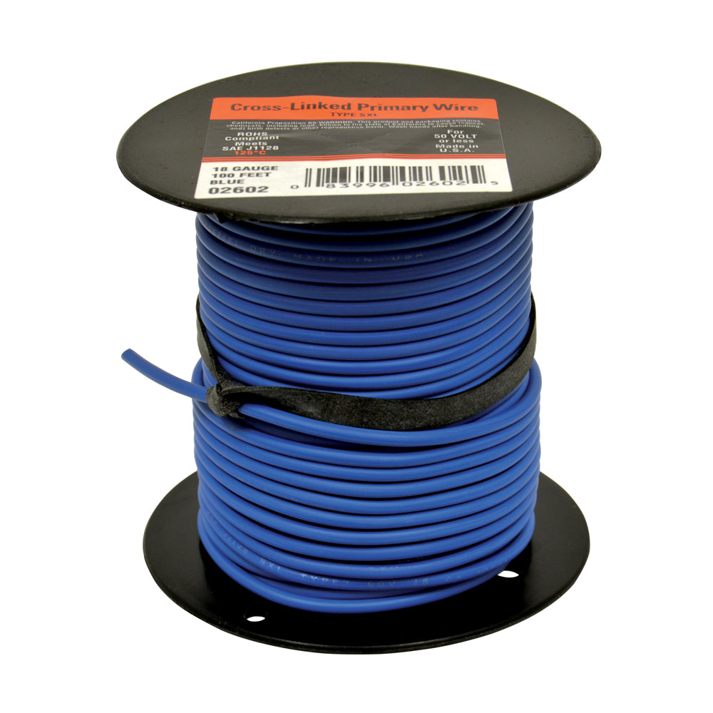 14 Awg Cross Link Primary Wire 100 Foot Roll Blue