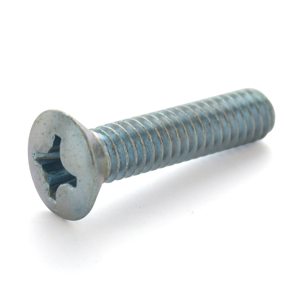 #10-24 x 1-1/2 Inch Coarse Zinc Plated Steel #2 Phillips Drive Oval Countersunk Head Machine Screw
