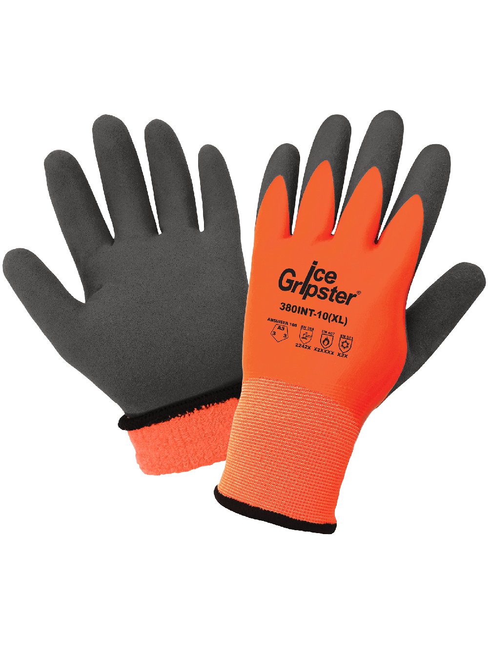 Ice Gripster Cut, Abrasion, and Puncture Resistant High-Vis Double-Coated Low Temp Gloves X_Large