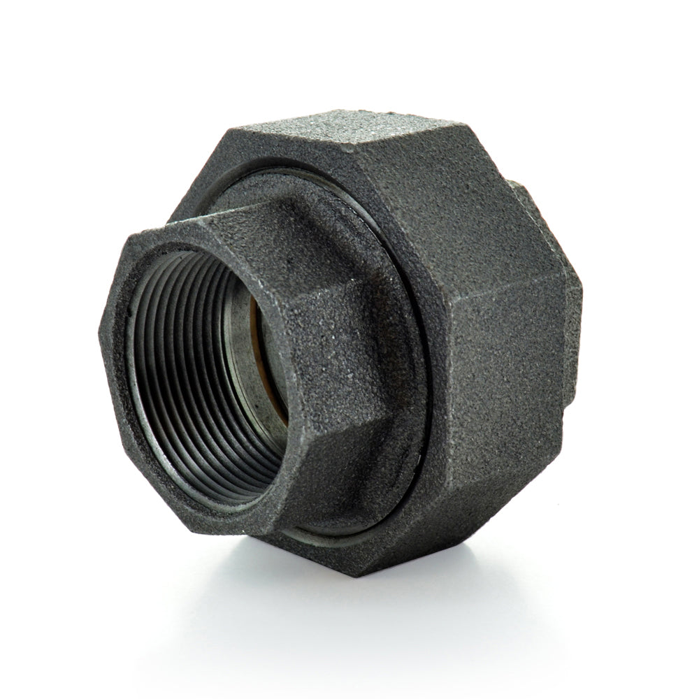 1-1/4" Schedule 40 Female NPT Black Welded Malleable Ground Joint Union USA