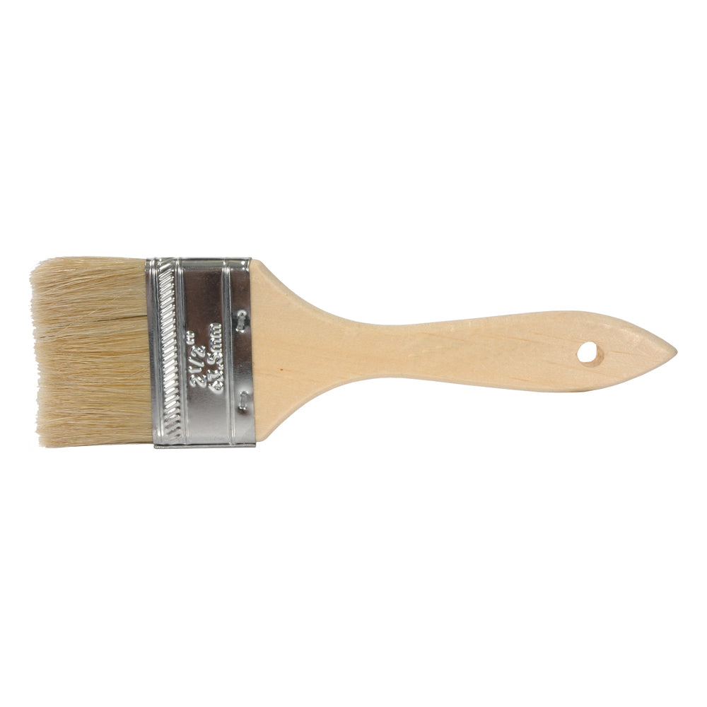 2-1/2 Inch x 7-1/2 Inch Smooth Sanded Tin Ferrule Handle White 100% Bristle Chip Brush