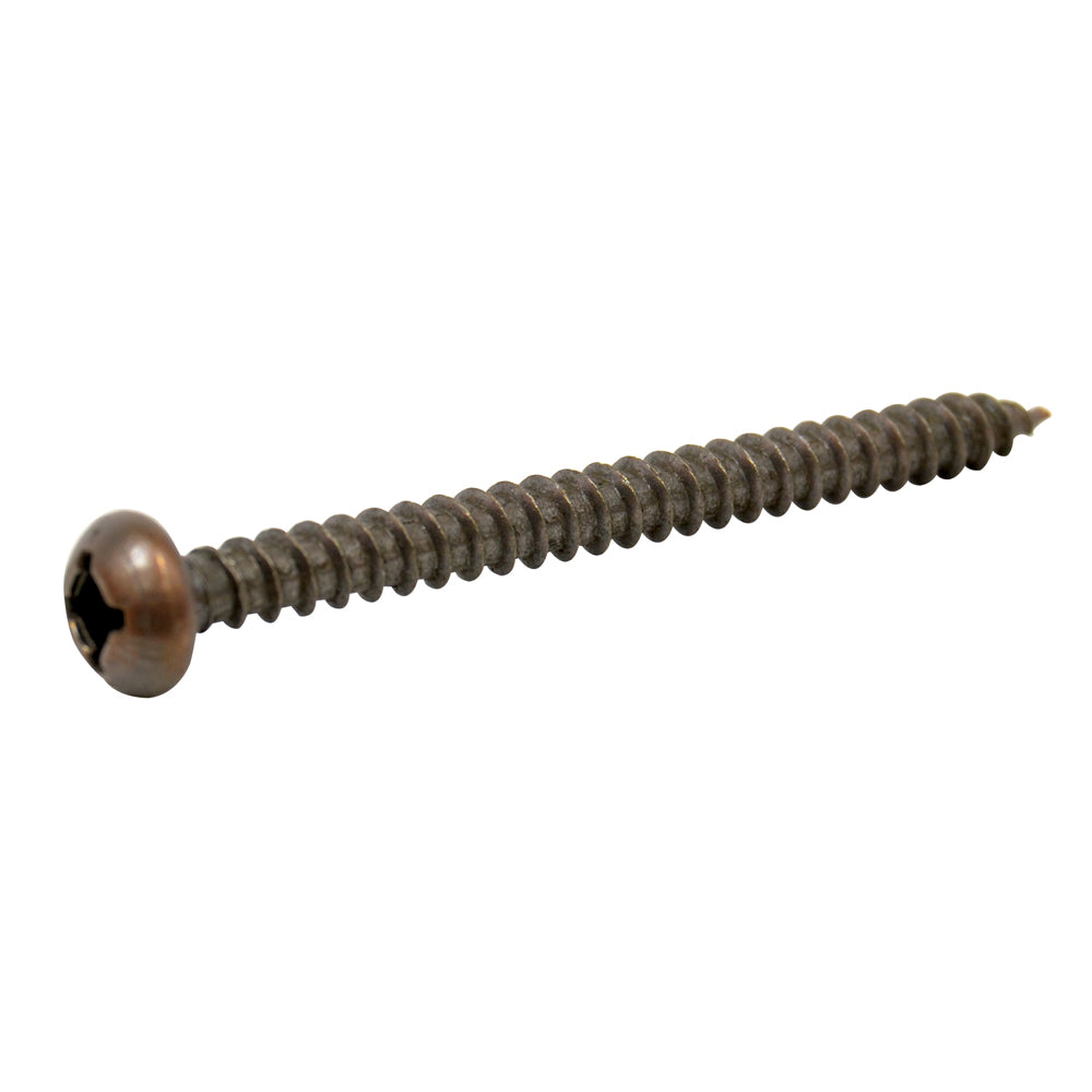 #8 x 1 Inch Pan Head Sheet Metal Screw Square Drive Bronze Colored Head