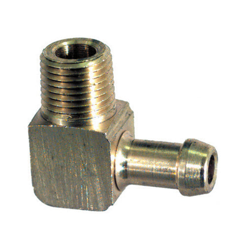 1/2 Inch x 3/8 Inch HMale Pipe 90 Degree Elbow Brass Fuel Hose Fitting - Single Barb