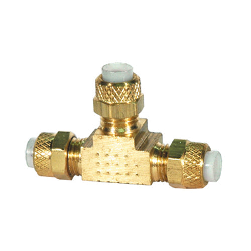 1/4 Inch Brass Poly-Fit Flareless Tube Union Tee