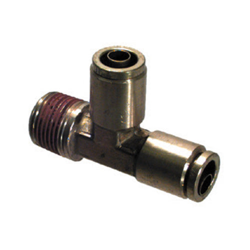 3/8 Tube x 1/4 Inch Brass Male Run Tee Push On D.O.T. Air Brake Connector