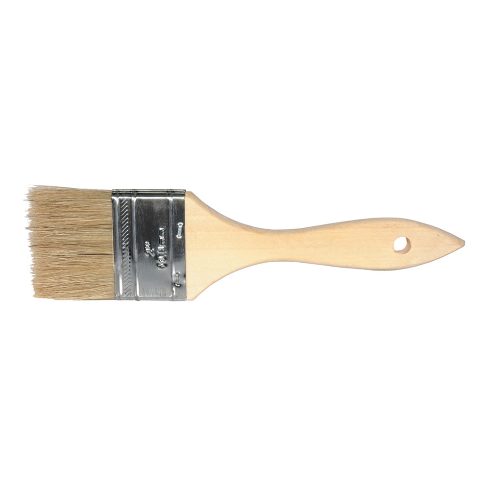 2 Inch x 7-1/2 Inch Smooth Sanded Tin Ferrule Handle White 100% Bristle Chip Brush