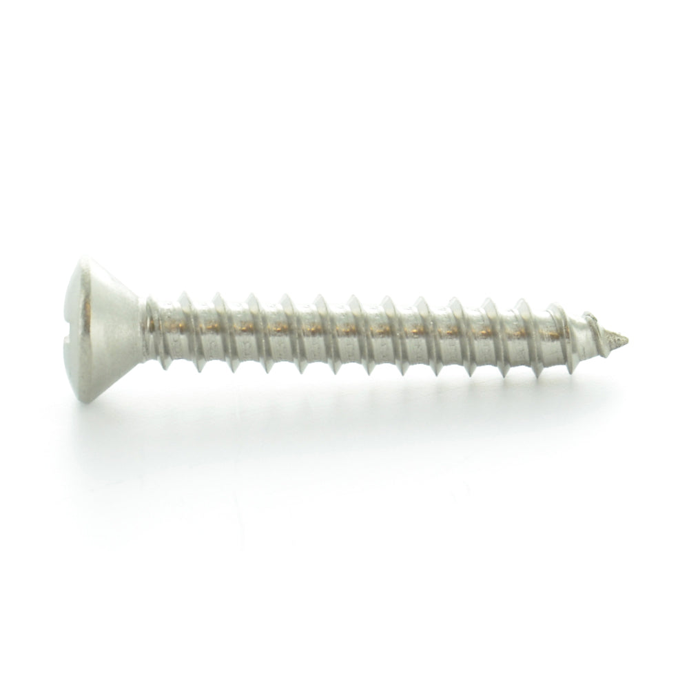 #10 x 1/2 Inch Plain 18-8 (A2) Stainless Steel Oval Slotted Type-A Self-Tapping Sheet Metal Screw