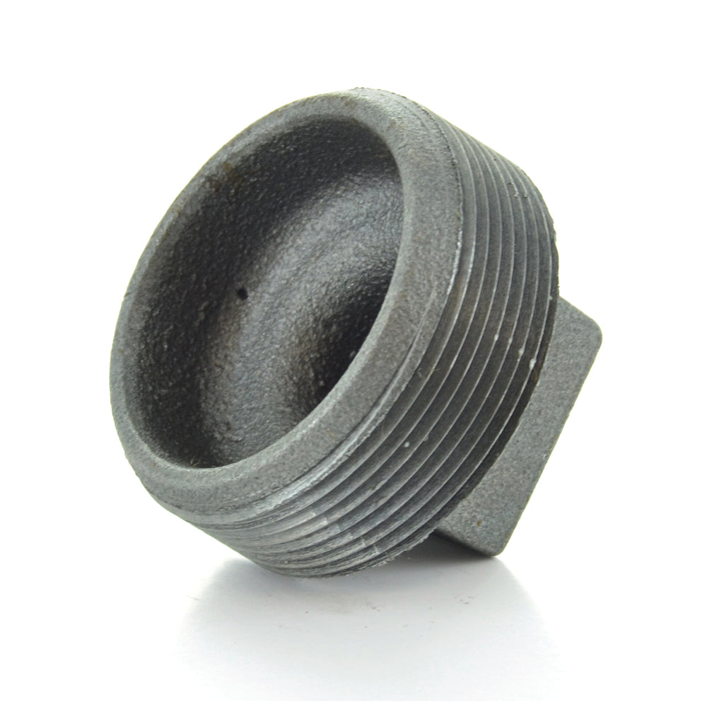 2" Schedule 40 Male NPT Black Malleable Iron Square Head Pipe Plug