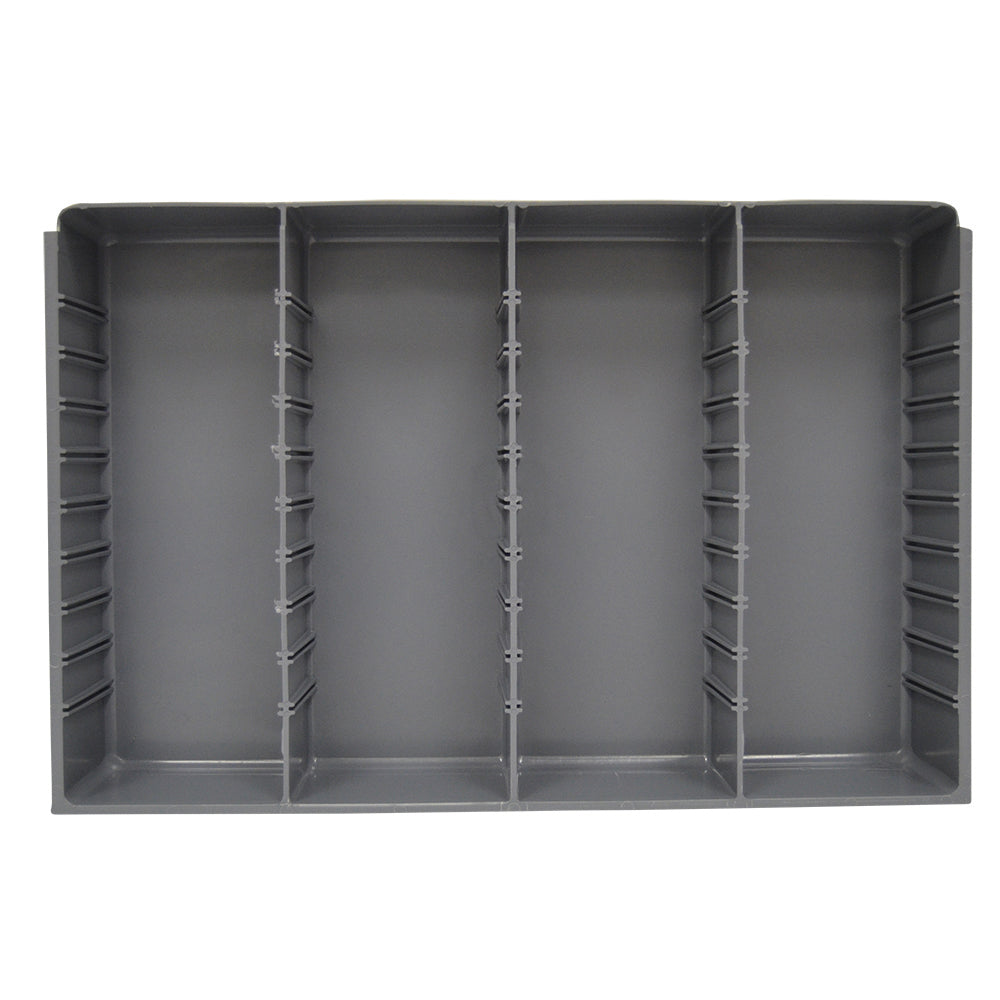 GRAY LARGE METAL BIN - ADJUSTABLE COMPARTMENTS