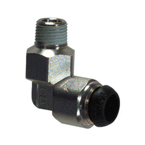 1/8 Inch x M8 Nickel Plated Brass 90 Degree Push-In Tube Male Elbow - Compact