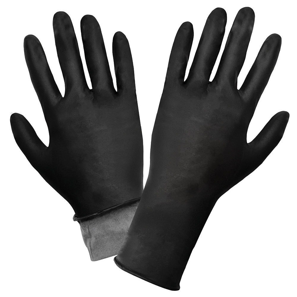 Panther-Guard Nitrile Powder-Free Industrial Black 8-Mil Textured Fingertips Disposable Gloves Large
