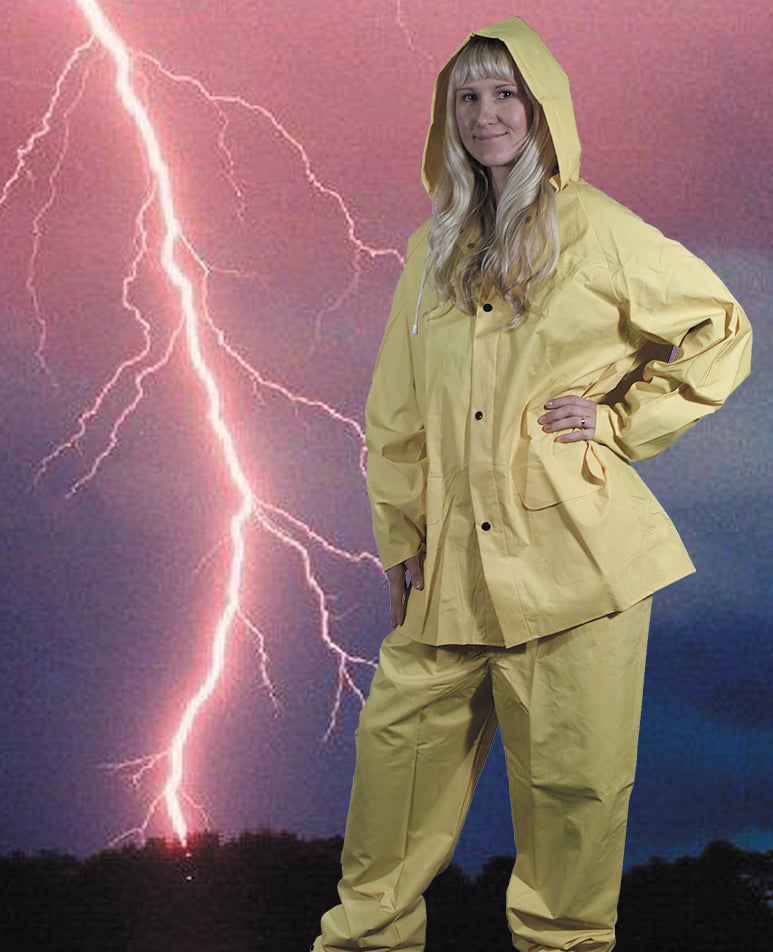 Large Yellow Pvc/Polyester 3 Piece Rainsuit