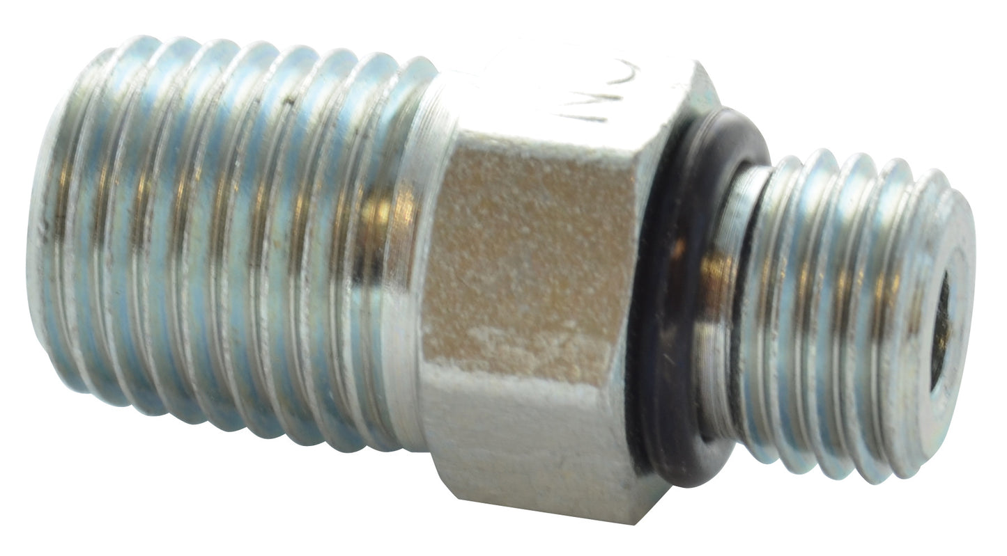 1/4 Inch x 1/4 Inch Steel Male O-Ring Boss To Male Pipe Straight Male Boss O-Ring Adapter