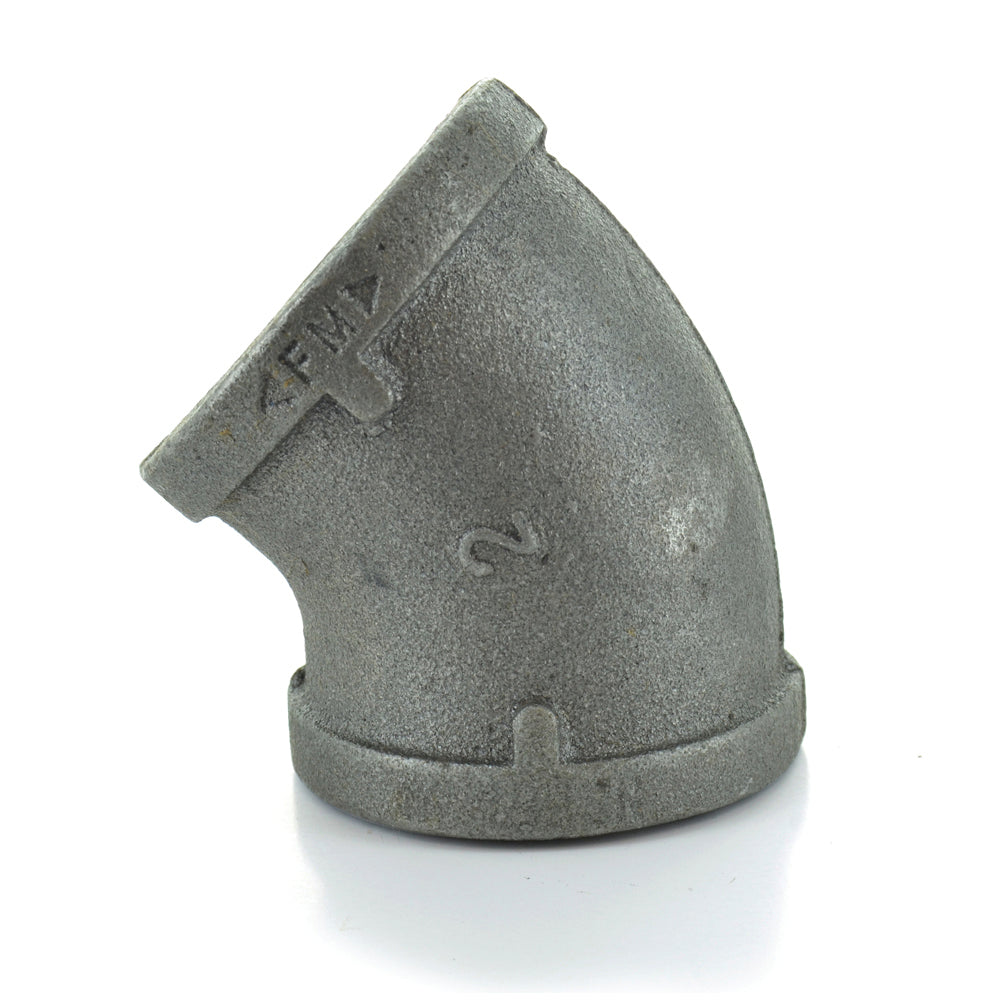 1" Schedule 40 Female NPT Black Malleable Iron 45 Degree Elbow