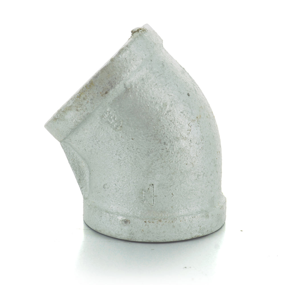 1-1/2" Schedule 40  Female NPT Galvanized Welded Malleable Iron 45 Degree Elbow USA
