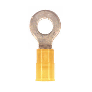12-10 Gauge Ring Terminal 1/4" Stud Nylon Insulated Yellow