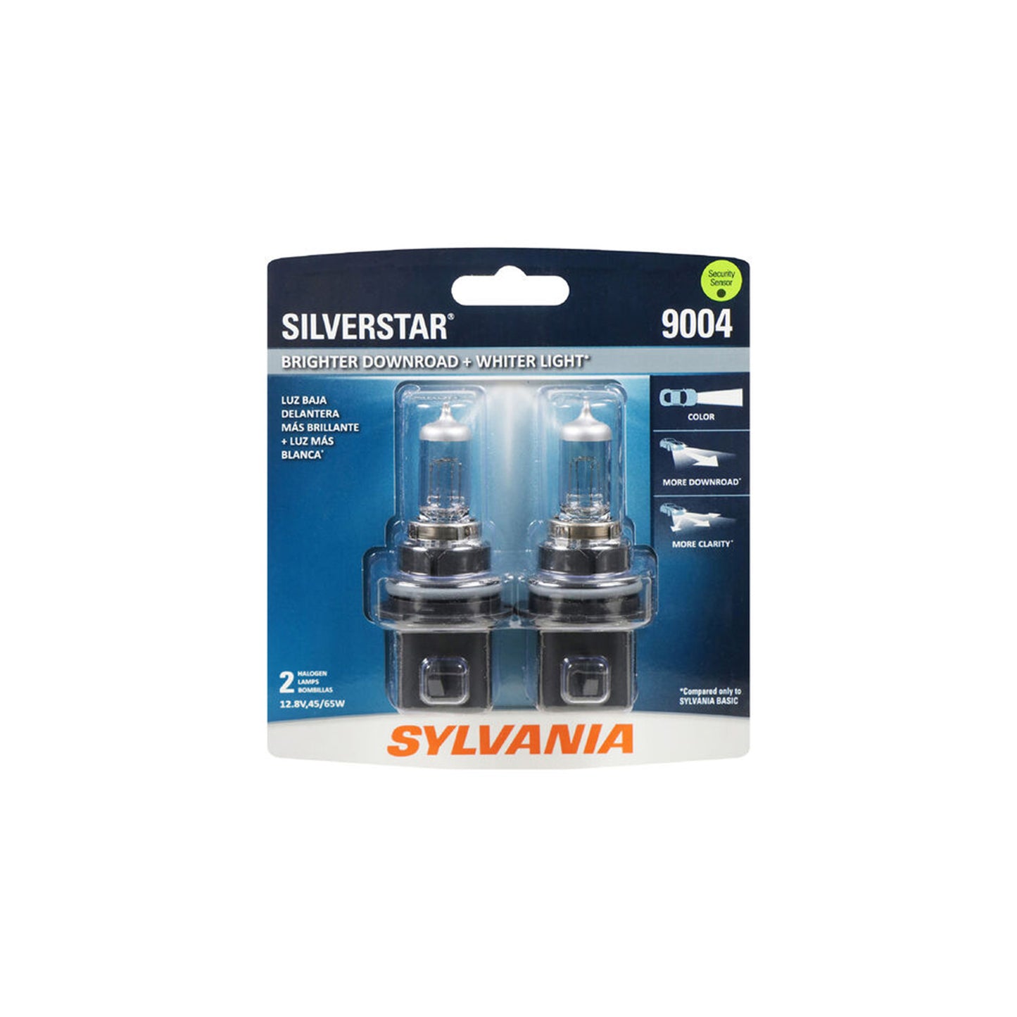 60/55 Watt 12 Volt 4.69/4.29 Amp P26.4T Base C-8/C-8 Filament H13 Straight Connector Silverstar Halogen Headlamp Bulb