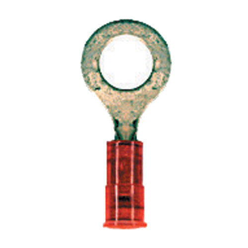 22-18 Gauge Ring Terminal 1/4" Stud Nylon Insulated Red