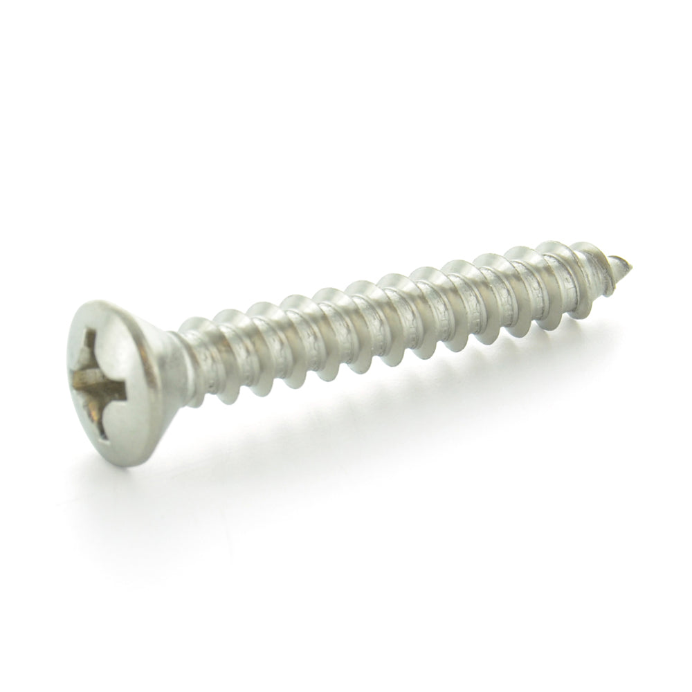 #4 x 1/2 Inch Plain 18-8 (A2) Stainless Steel Oval Slotted Type-A Self-Tapping Sheet Metal Screw