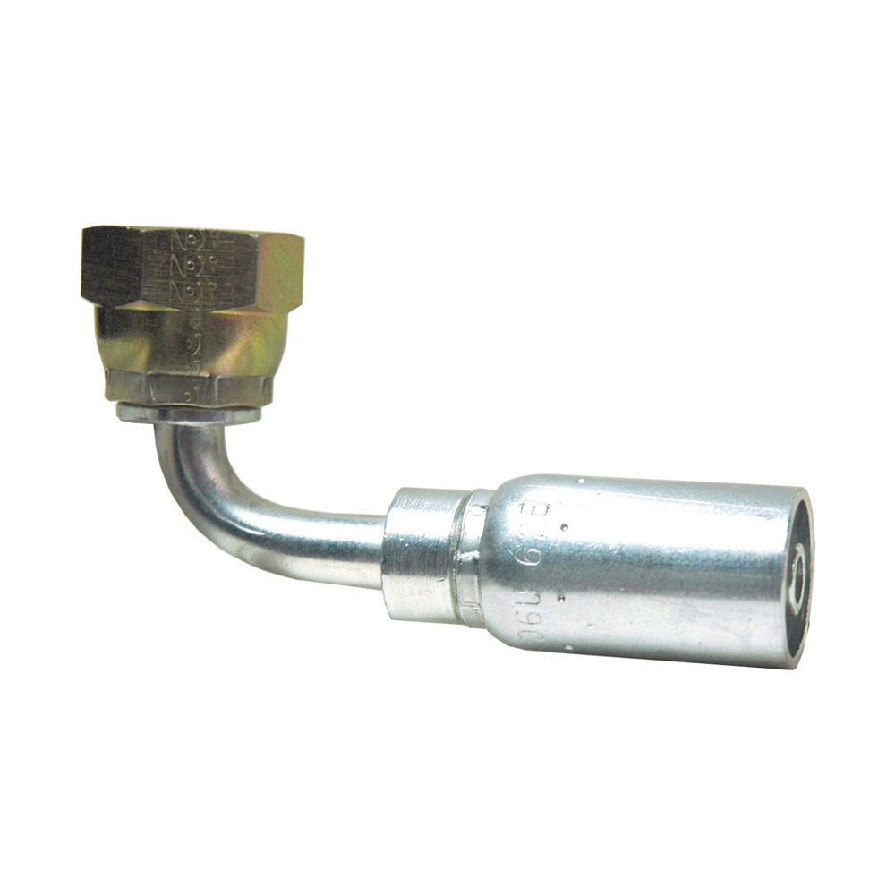 Female Swivel DIN24 Heavy 90 Degree Elbow 3/8 Inch Hose X M14 tube