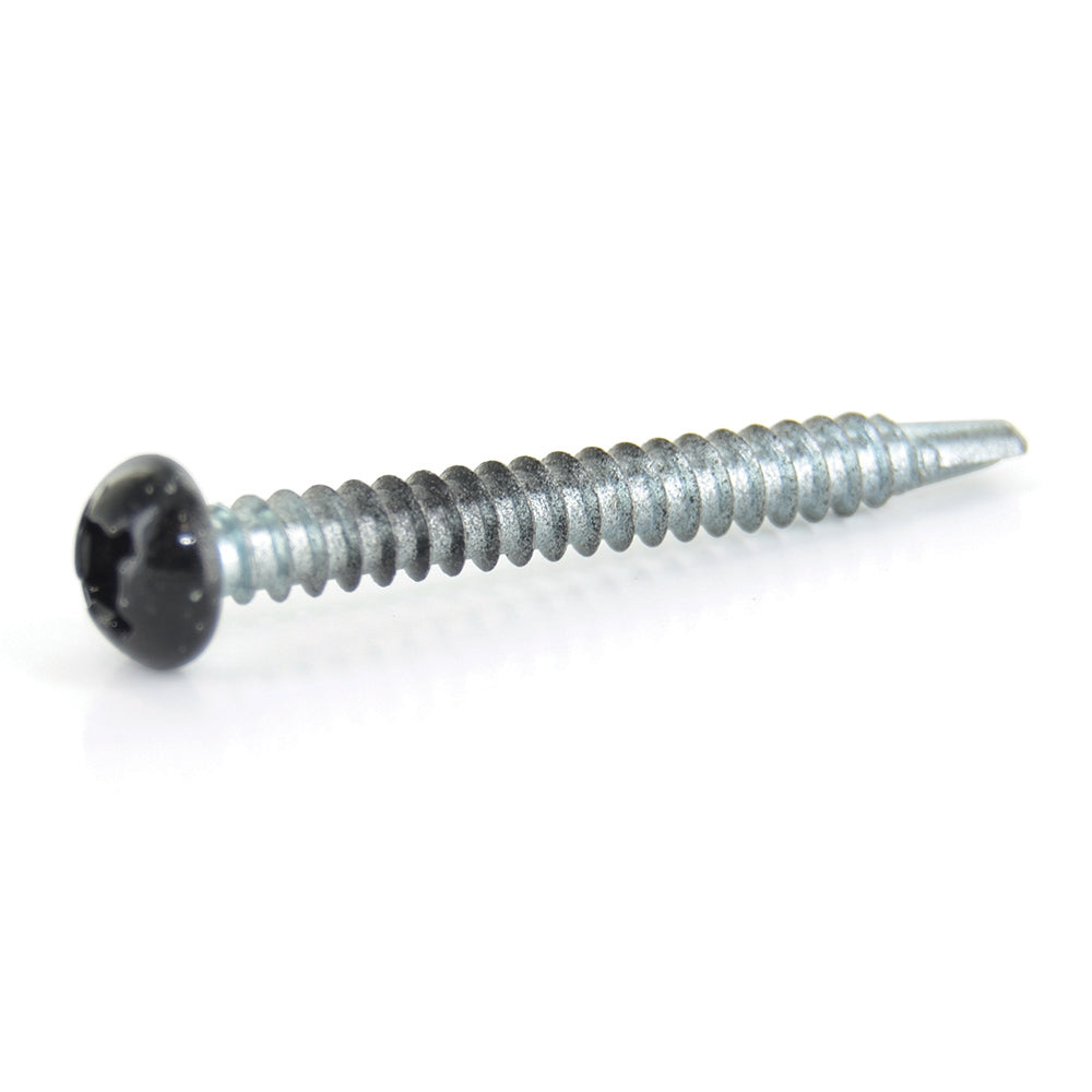 #8 x 1-1/2 Inch Painted Self-Drilling Pan Head Square Drive Screws - Black