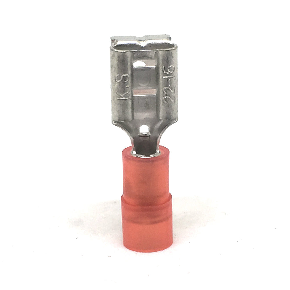 22-18 Gauge Nylon Insulated Male / Female Piggy-Back Terminal Red 1/4 Inch