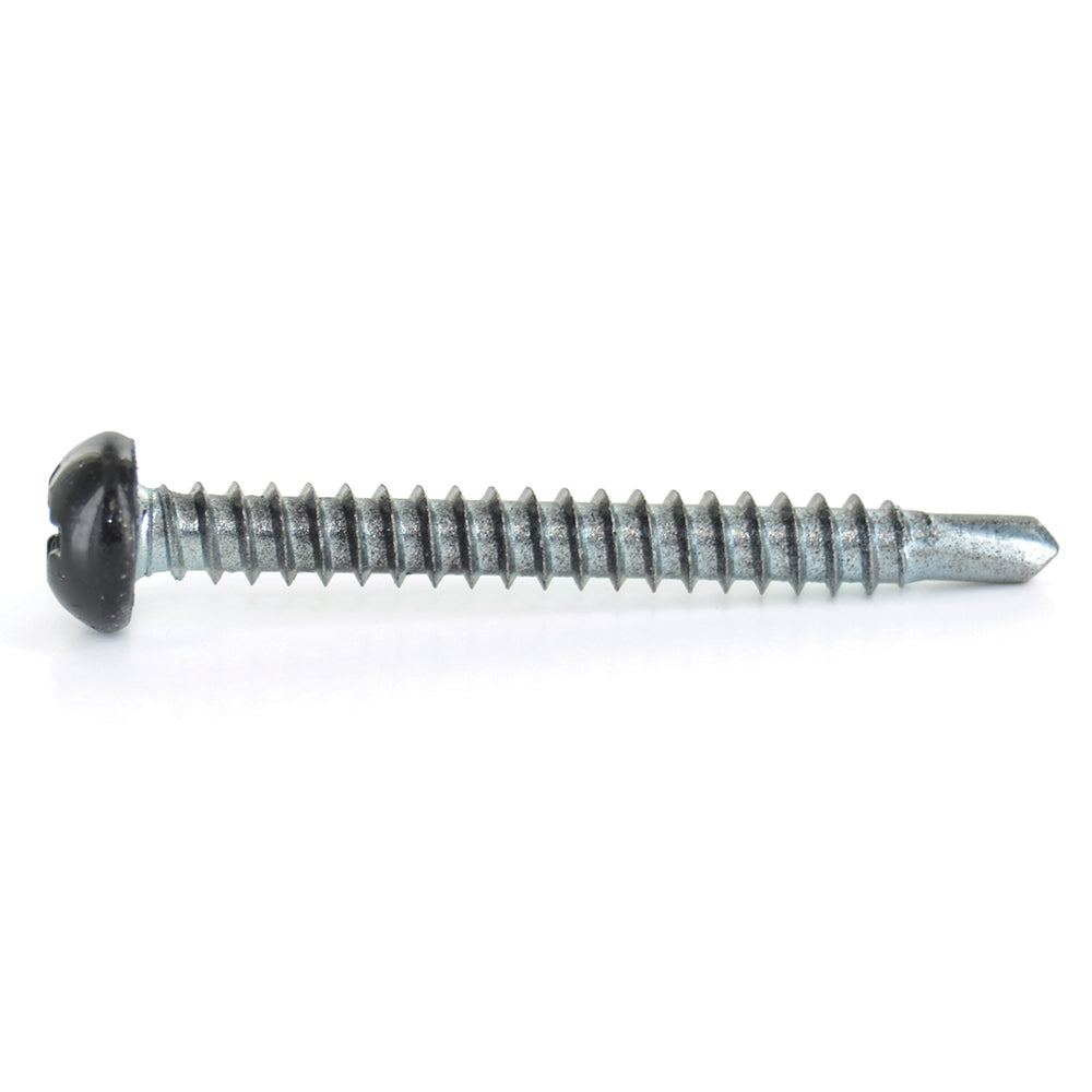 #8 x 3/4 Inch Painted Self-Drilling Pan Head Square Drive Screws - Black