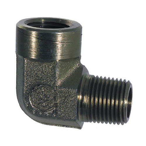3/8 Inch x 1/2 Inch 3000 psi Zinc Plated Yellow Dichromate Carbon Steel 90 Degree Street Elbow