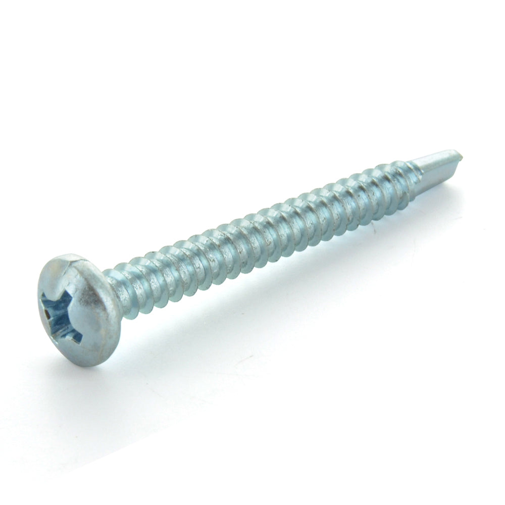 #8-18 x 2 Inch Zinc Plated Low Carbon Steel #2 Point Pan Head Self-Drilling Tek Screw