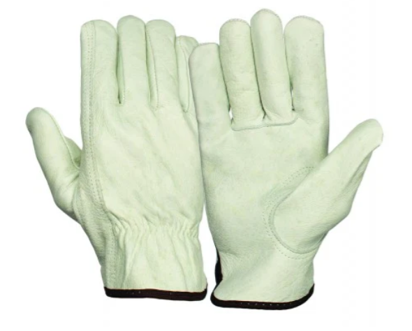 Leather Driver Glove W Abrasion & Puncture Resistance-Keystone Thumb-Gun Cut-Elastic Back-& Slip-On Cuff Size M