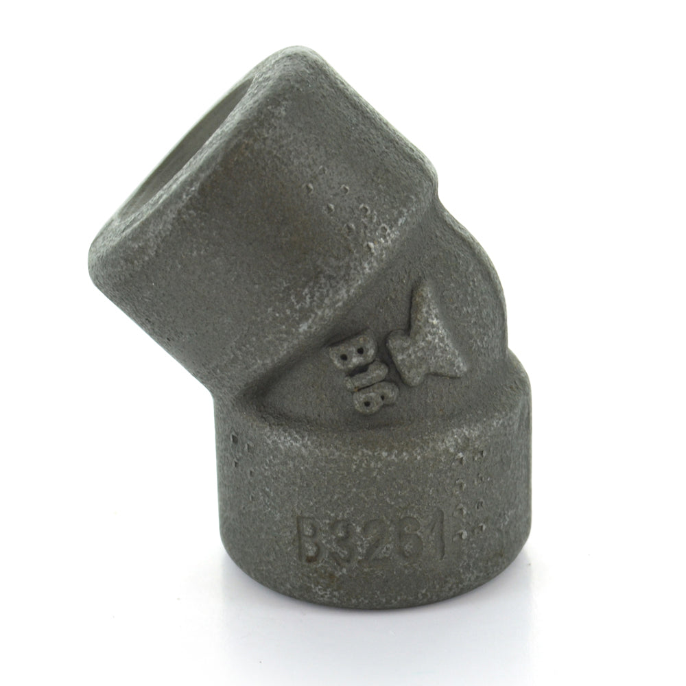 1/2 Inch Sch 160 Npt Black Forged Steel 45 Degree Elbow