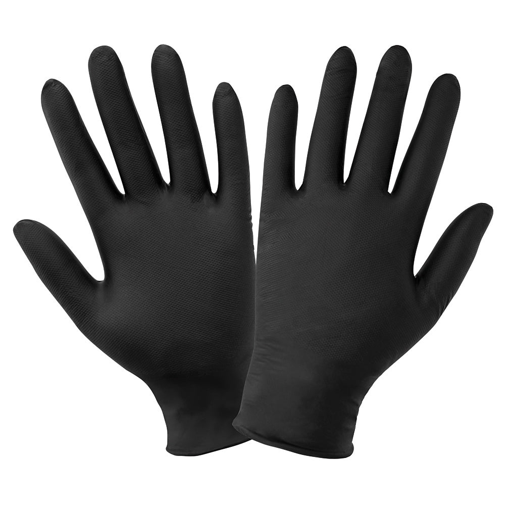 Panther-Guard Nitrile Powder-Free Industrial Micro-Diamond Black 6-Mil Disposable Gloves X-Large