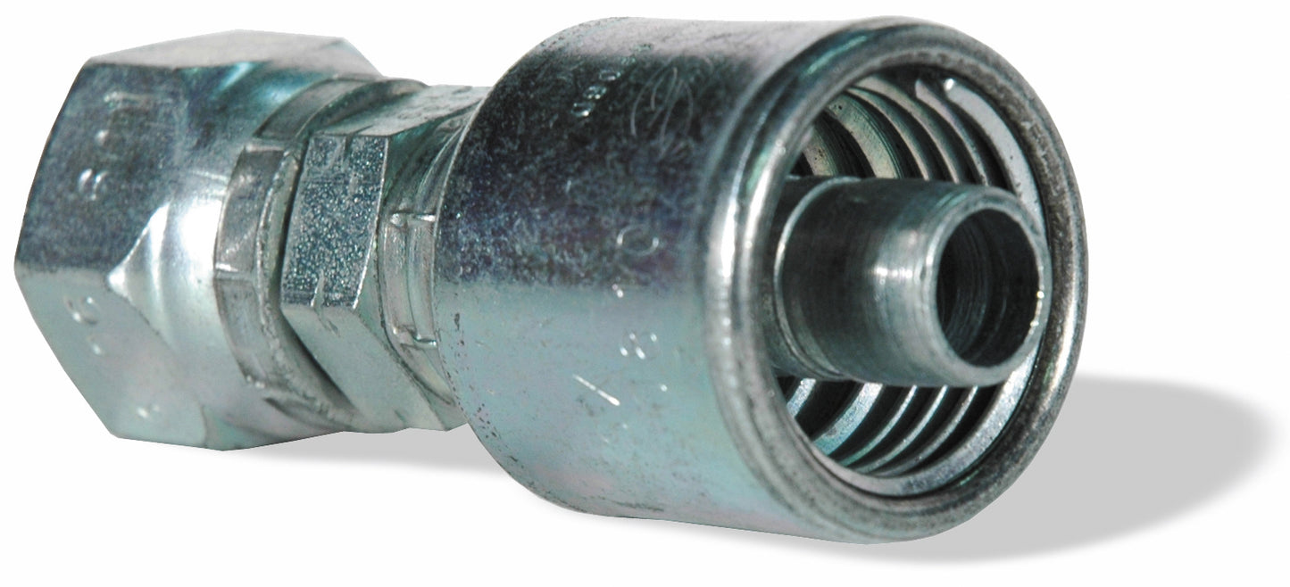 1/4 Inch x 1/4 Inch Female JIC 37 Degree Flare Swivel Tuffcoat Lead Free MegaCrimp Coupling