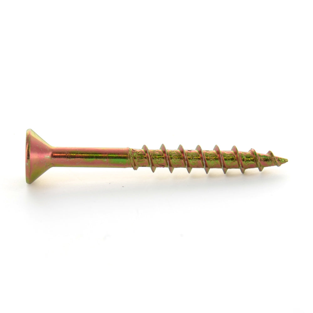 #8 x 1-1/2 Inch Yellow Zinc Plated Steel Slotted/Phillips Flat Head Wood Screw