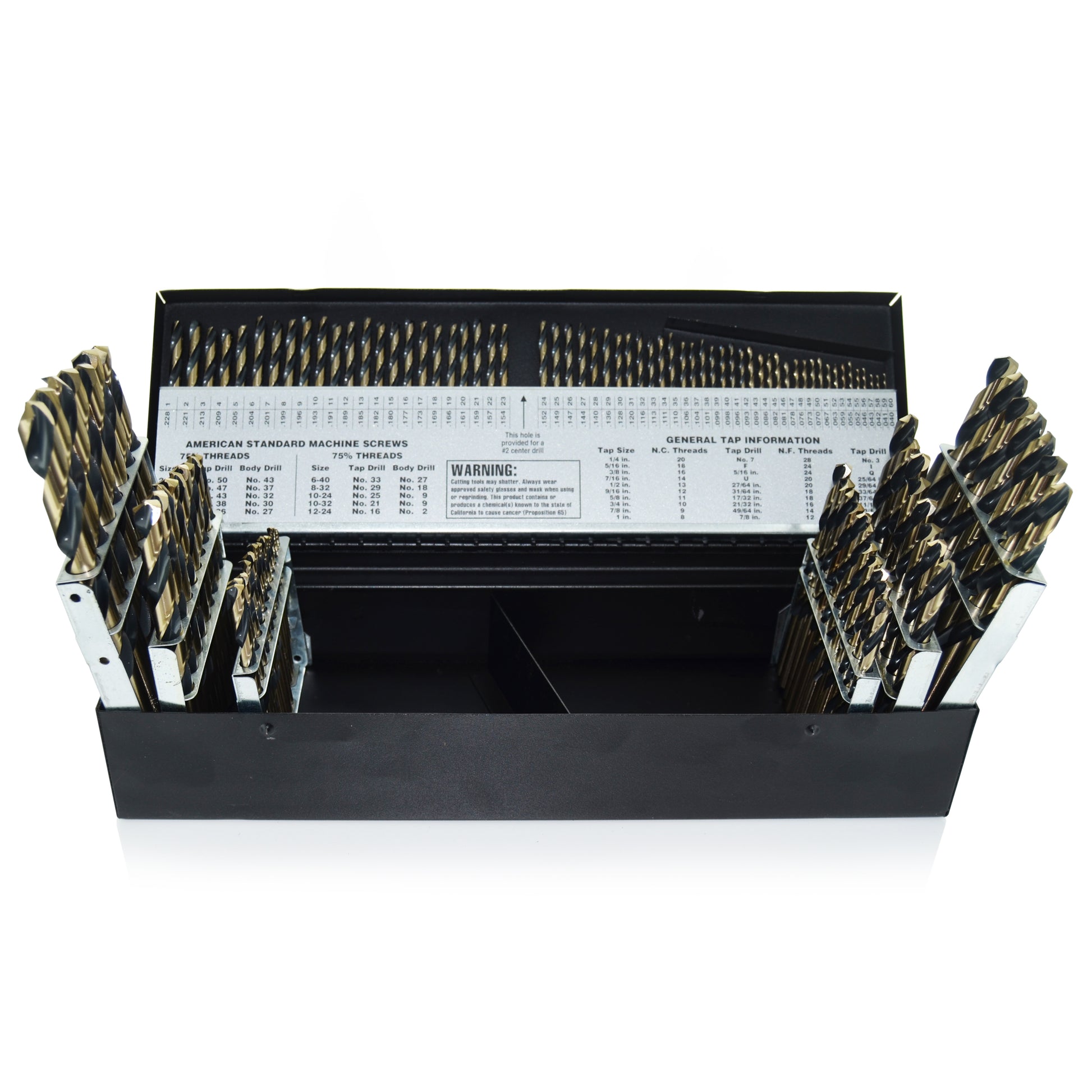 115 Piece Gold High Molybdenum Tool Steel 3-In-1 Jobber Lengths Drill Set With Metal Index - Shop Pro