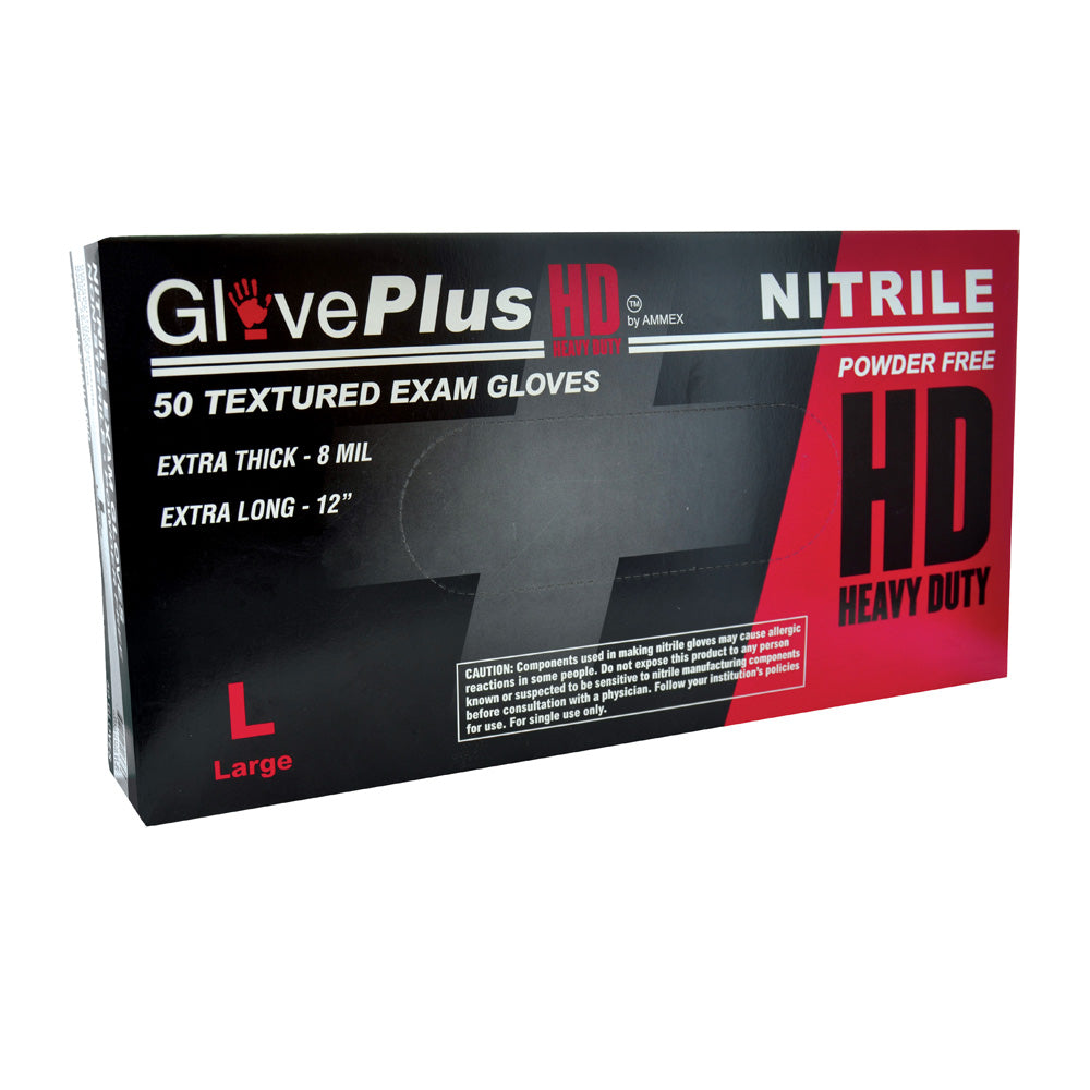 X-Large 8 Mil Blue Textured/Micro-Roughened Nitrile Powder Free Heavy Duty Gloveplus Hd� Premium Exam Glove - 50 Per Box
