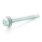 #14-14 x 2-1/2 Inch Zinc Plated Steel #3 Point Indented Hex Washer Head Self-Drilling Tek Screw With Bonded Neoprene Washer