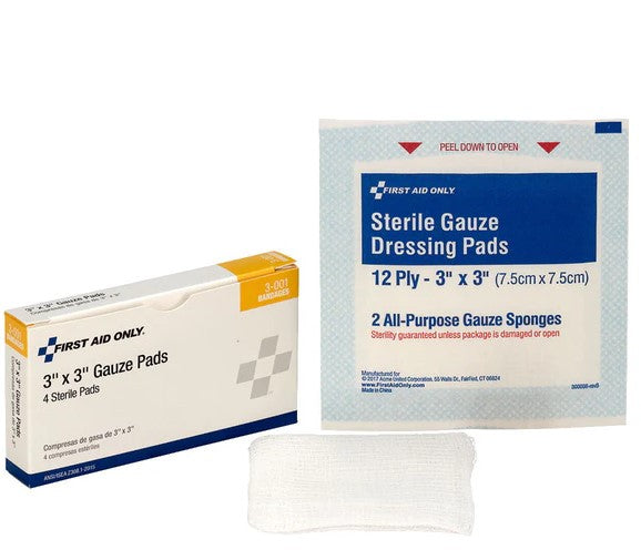 3 Inch x 3 Inch Sterile Gauze Pads Pack of 4