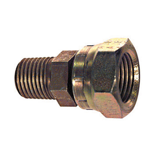 1/4 Inch x 3/8 Inch 4000 psi Zinc Plated Yellow Dichromate Carbon Steel Female Pipe Swivel To Male Pipe Swivel Adapter