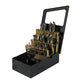 29 Piece Amber Gold High Molybdenum Tool Steel 3 Flats 3/8 Inch Reduced Shank Mechanics Length Drill Set With Index
