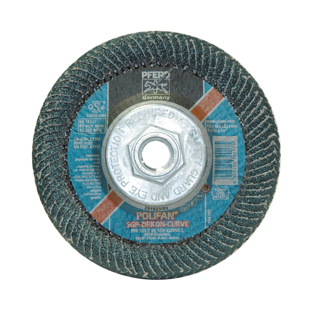 5 Inch x 5/8-11 x 5/8 Inch 40 Grit Zirconia Alumina Type 29 Radial Polifan Sgp Zirkon-Curve Abrasive Flap Disc