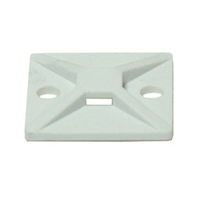 1-1/8 Inch X 1-1/8 Inch Adhesive Backed 4 Way Mounting Base For Wire Ties White