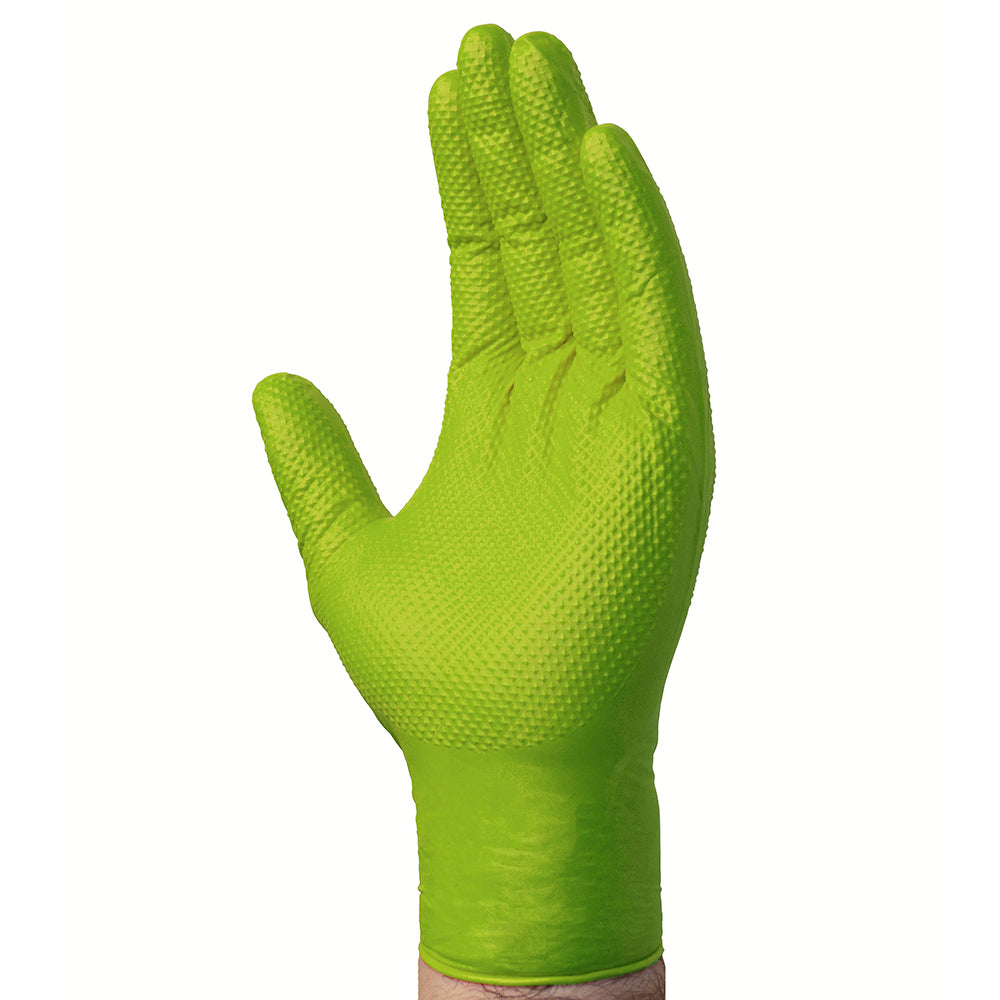 Ammex Gloveworks Heavy-Duty Green Powder-Free Nitrile Disposable Gloves - Large