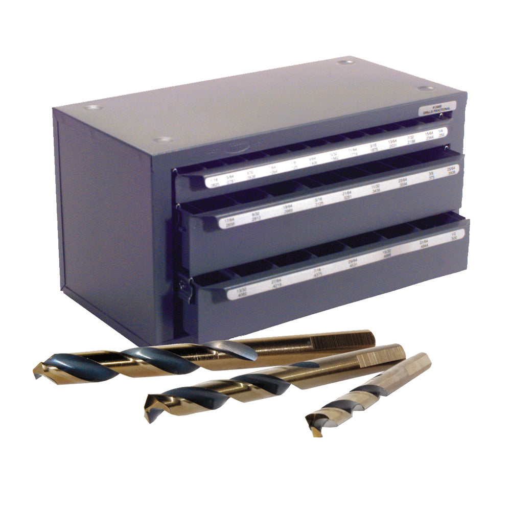55 Piece Wolverine 140-Degree Split Point Jobber Length Drill Set With Gray Metal Drill Dispenser