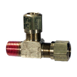 1/4 Inch x 3/8 Inch Brass Male Run Tee D.O.T. Air Brake Fitting with Sealant