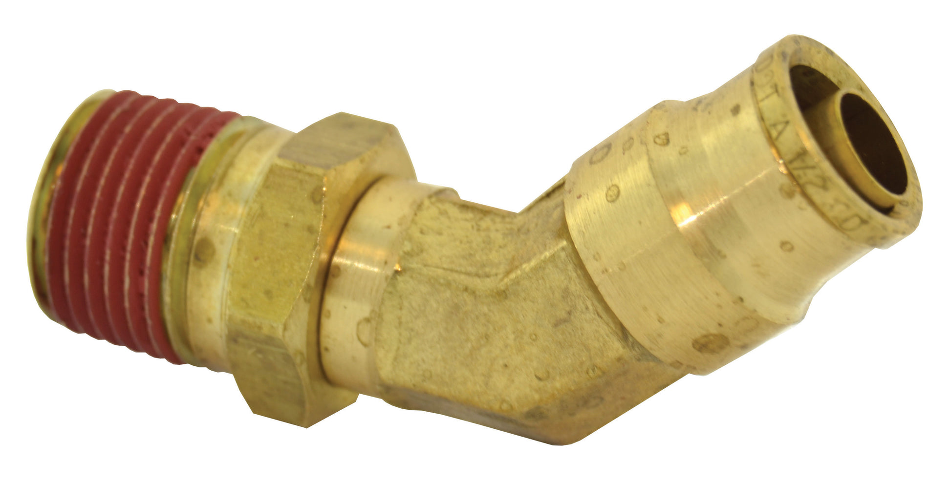 1/2 Tube  x 1/2 Inch Push On Brass Push On D.O.T. 45 Degree Male Elbow Swivel