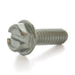 #10-24 x 1/2 Inch Coarse Plain 18-8 (A2) Stainless Steel Hex Slotted Drive Indented Hex Washer Head Machine Screw